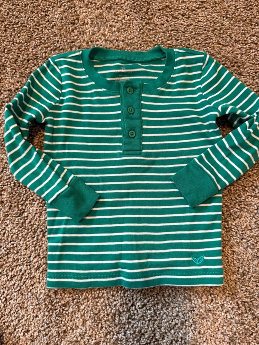 PETITE PLUME Pima Cotton Green & White Stripe Pajama Set